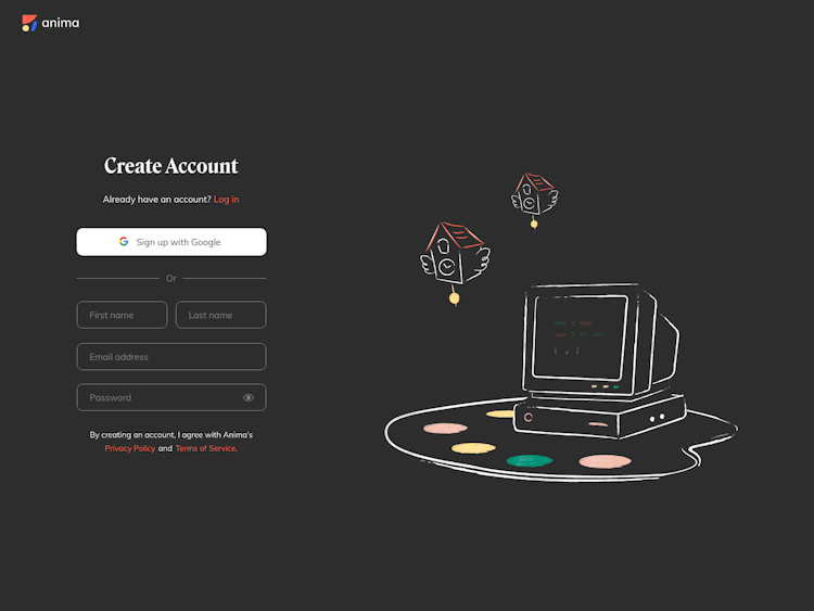 Animaapp Login Page Design