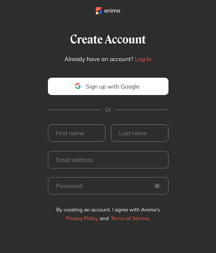 Animaapp Login Page Design