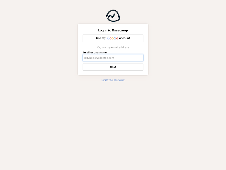 Basecamp Login Page Design
