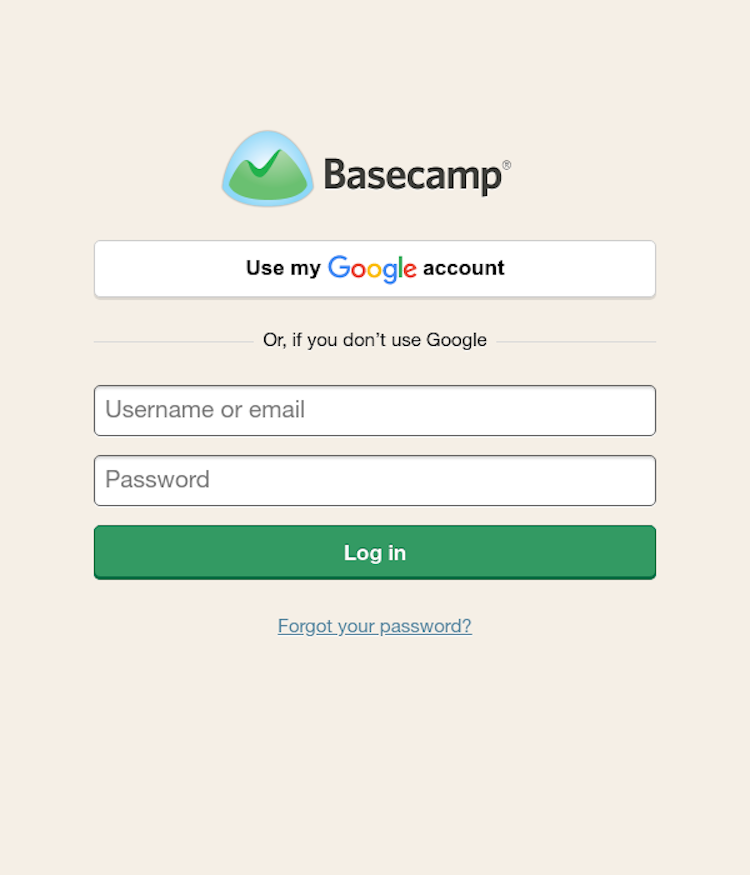 Basecamp Login Page Design