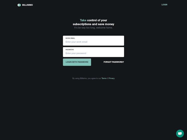 Billisimo Login Page Design