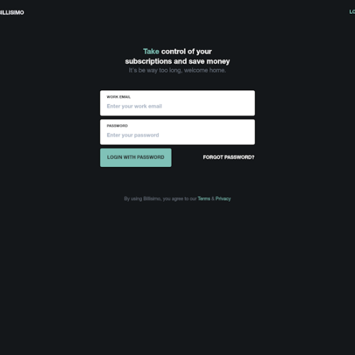Billisimo Login Page Design