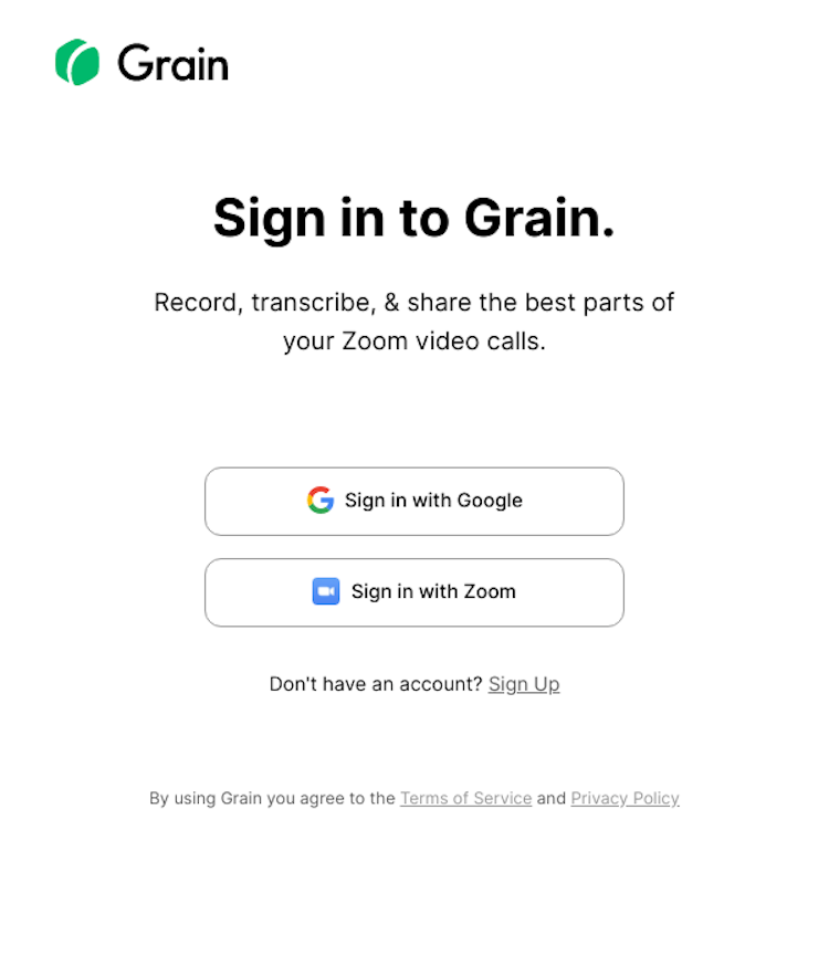 Grain Login Page Design