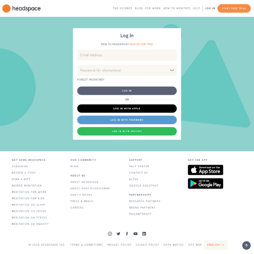 Headspace Login Page Design