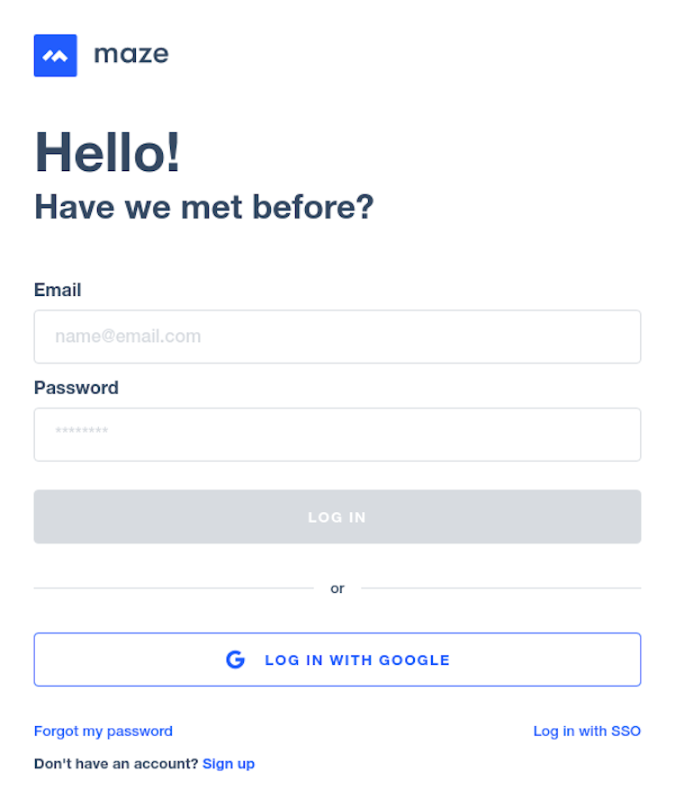 Maze Login Page Design