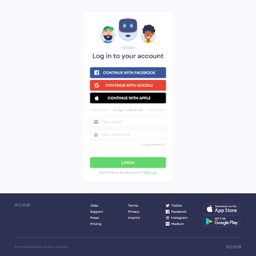 Mimo Login Page Design