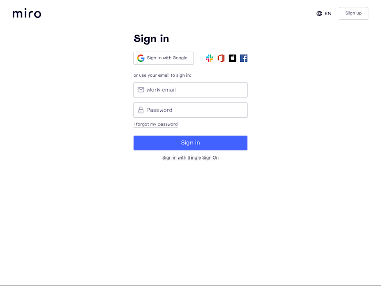 Miro Login Page Design