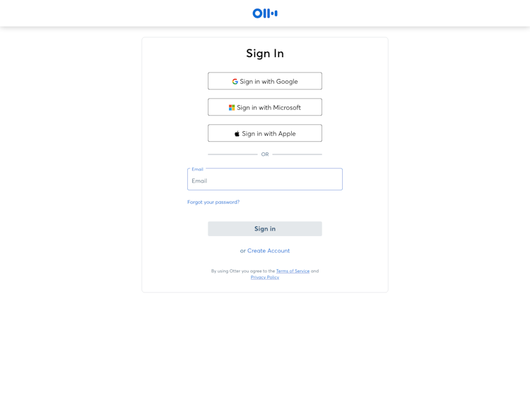 Otter Login Page Design