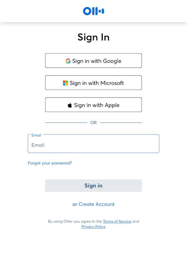 Otter Login Page Design