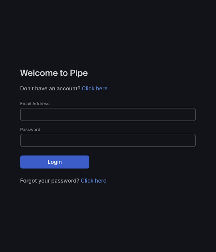 Pipe Login Page Design