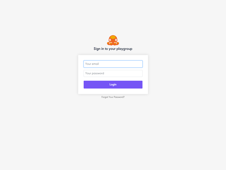 Playgroup Login Page Design