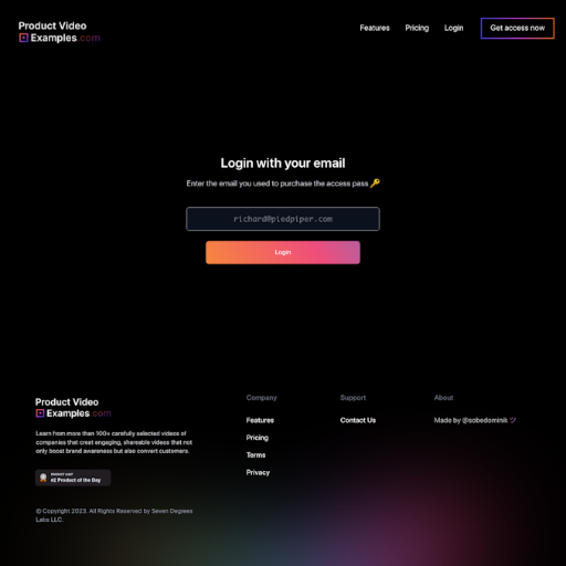 Product Video Examples Login Page Design
