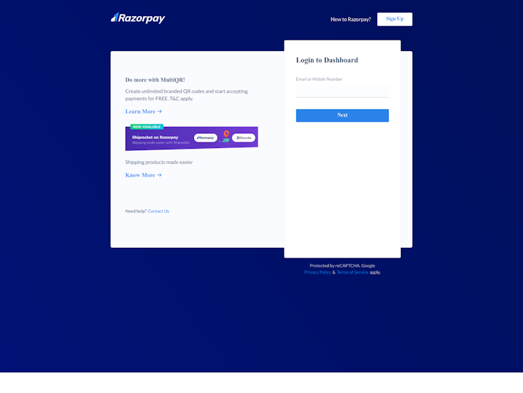 Razorpay Login Page Design