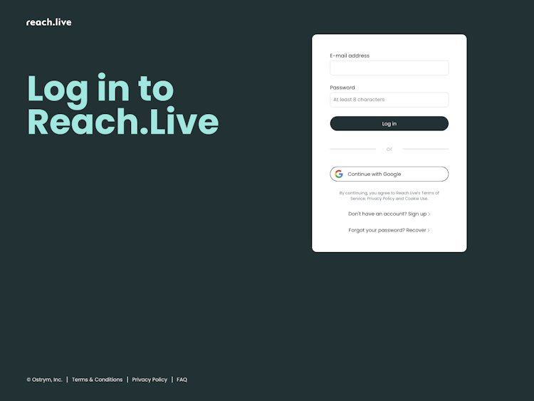 Reach Login Page Design
