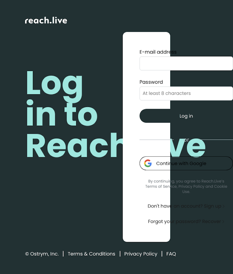 Reach Login Page Design
