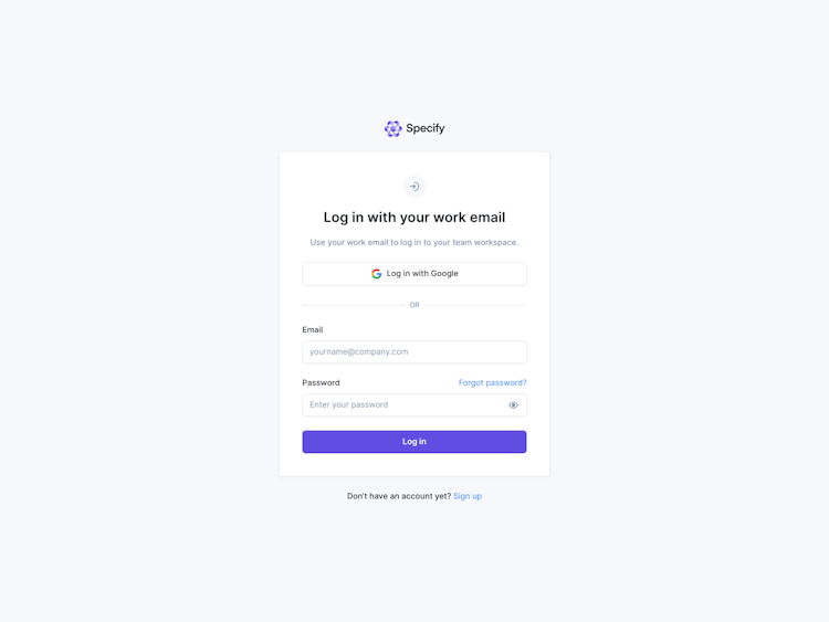 Specify Login Page Design