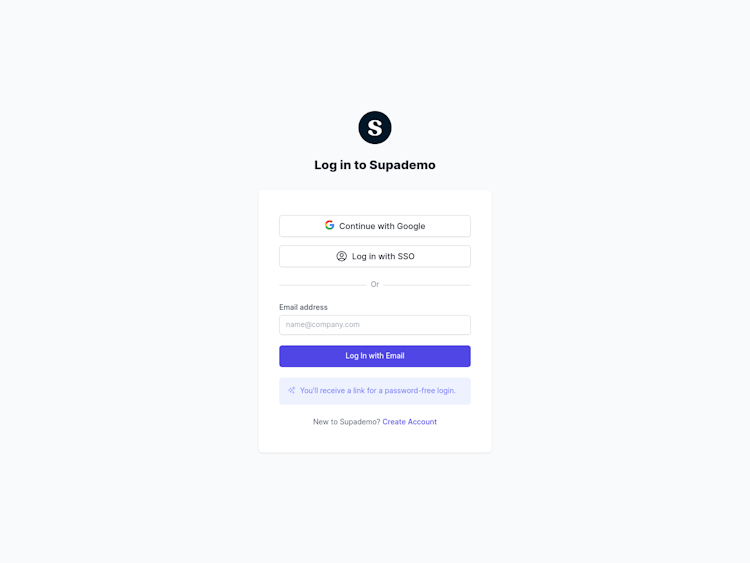 Supademo Login Page Design