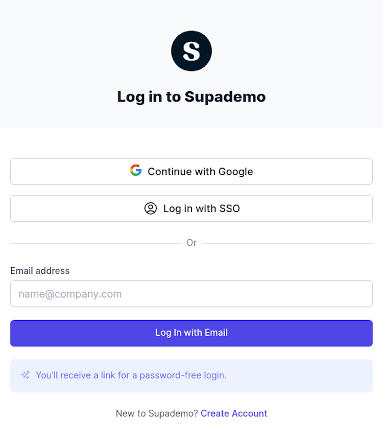Supademo Login Page Design