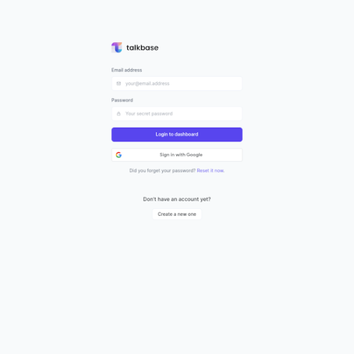 Talkbase.io Login Page Design