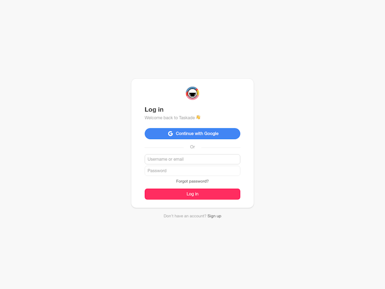 Taskade Login Page Design