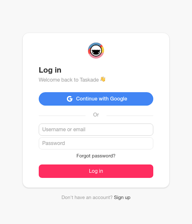 Taskade Login Page Design