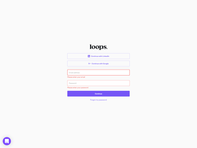 Useloops Login Page Design