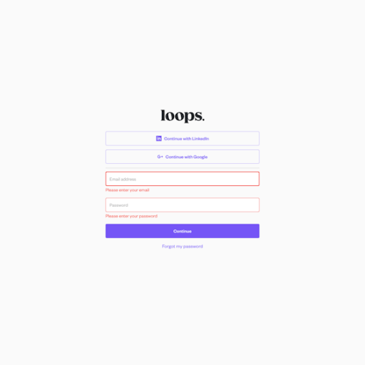 Useloops Login Page Design