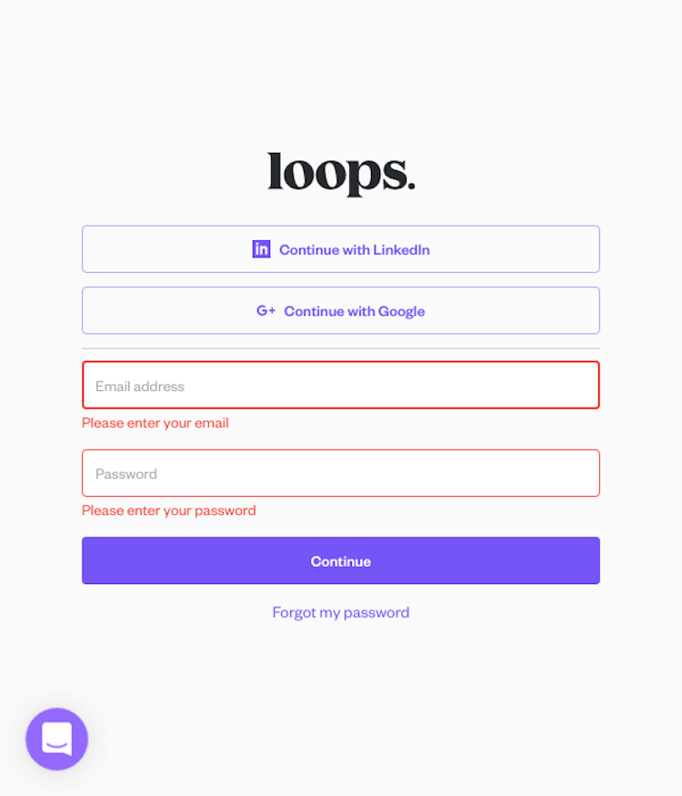 Useloops Login Page Design
