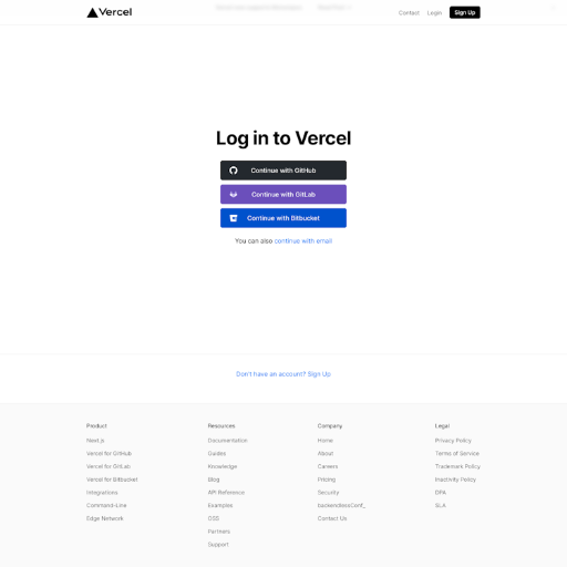 Vercel Login Page Design